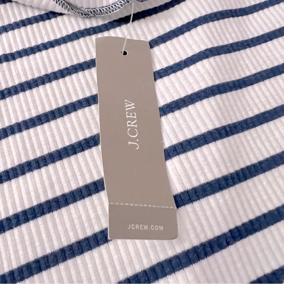 J. Crew Vintage Rib Split Neck T Shirt Stripe Sleeve Buttons Preppy Coastal NEW - Picture 5 of 14